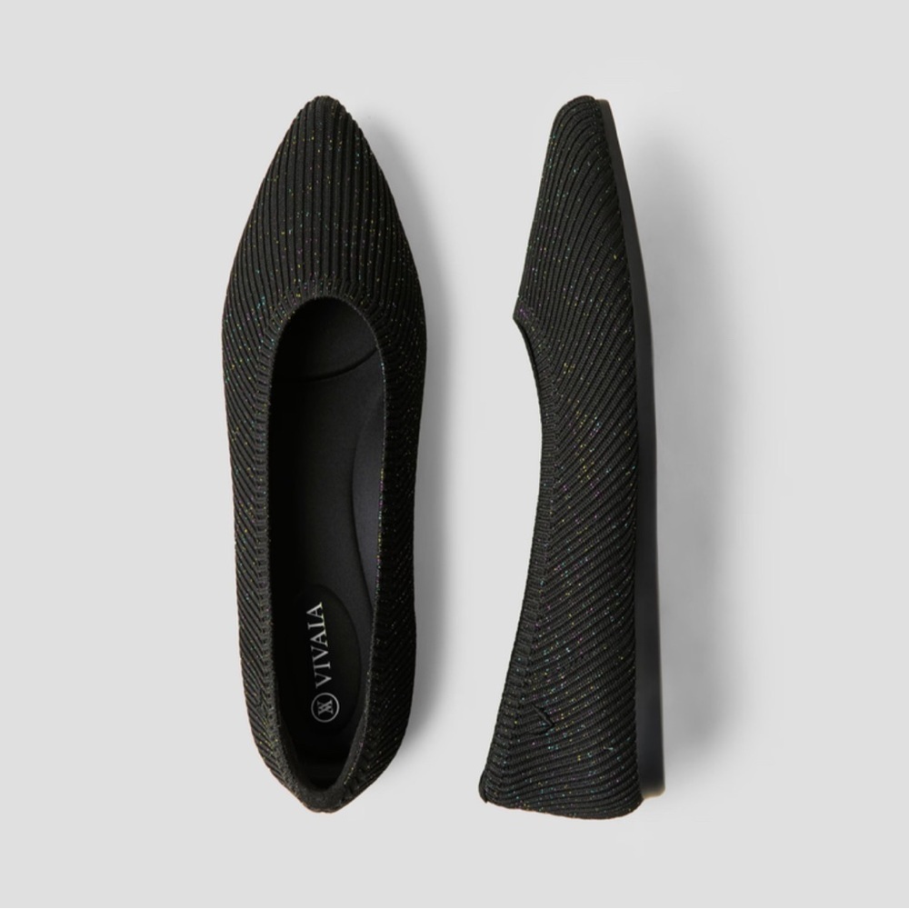 Vivaia Aria 5° pointed toe ballet flats 39 US 8 sparkle